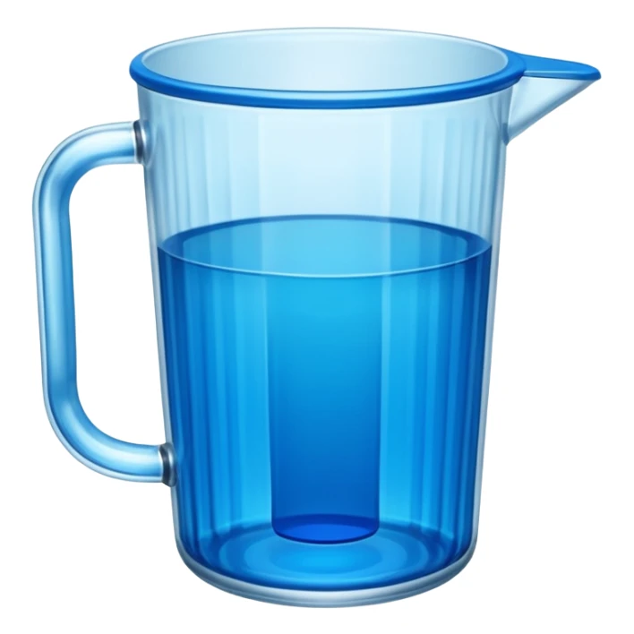 A large clear glass mug with a bright blue liquid inside. Mug had no curve to it, up and down with ridges. Similar to a beer mug. For a drink called a trashcan sticker