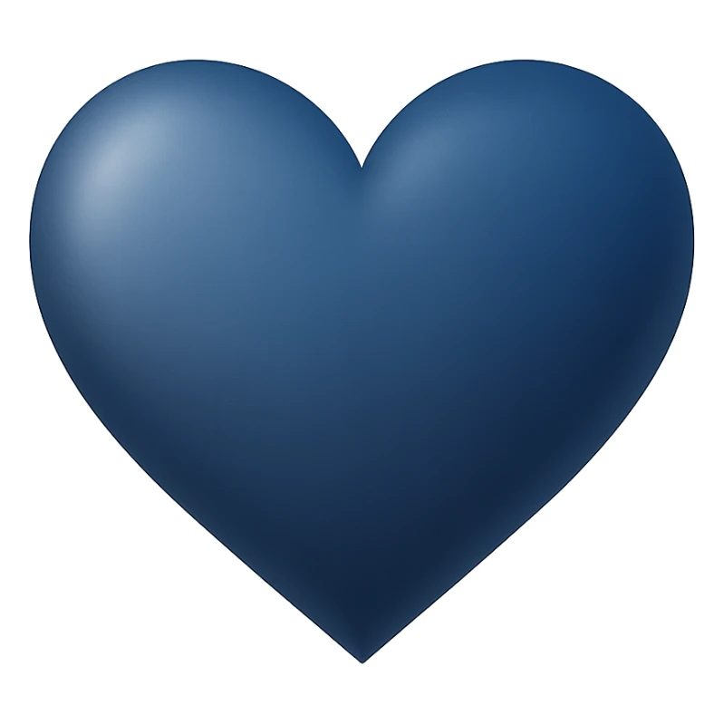heart with a soft midnight blue gradient, digital illustration sticker