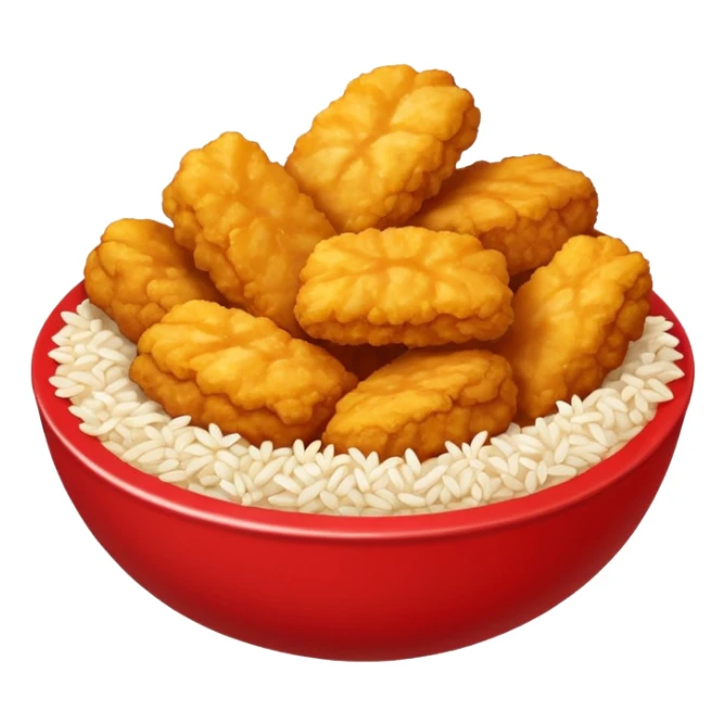 Bol carton de couleur rouge avec nuggets mélanger avec du riz sticker