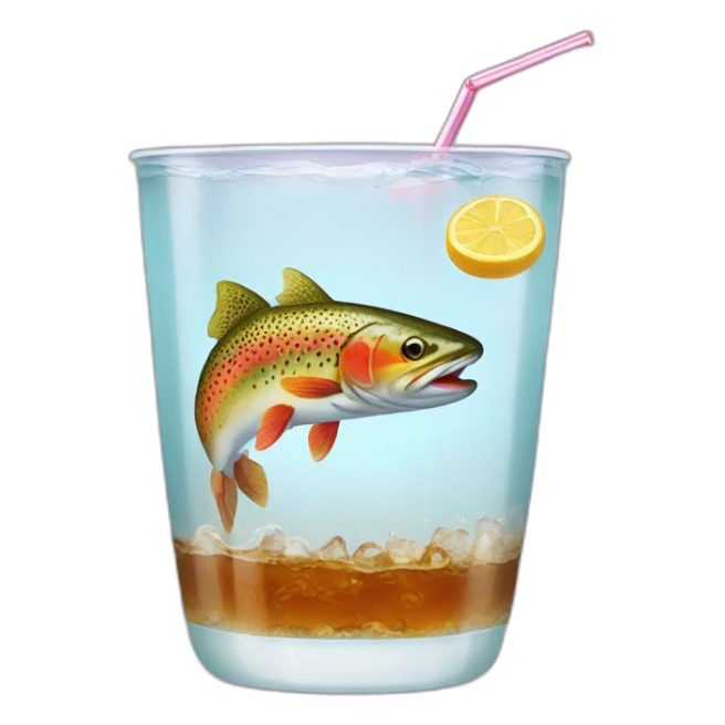trout in a clear cup of soda sticker