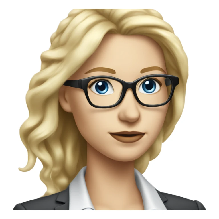 Pretty Caucasian blonde woman with glasses in a suit working, hyper realistic with blue eyes  sticker
