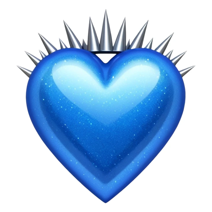 blue glittery heart with chrome spikes sticker
