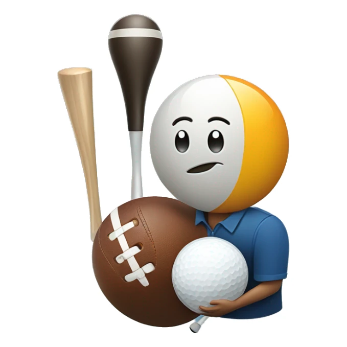 football player with bowling ball and golf club sticker