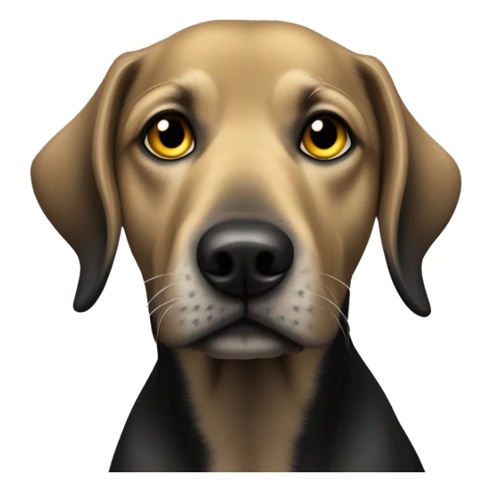 Schwarzer Hund mit gelben Augen streckt frech die Zunge raus  sticker