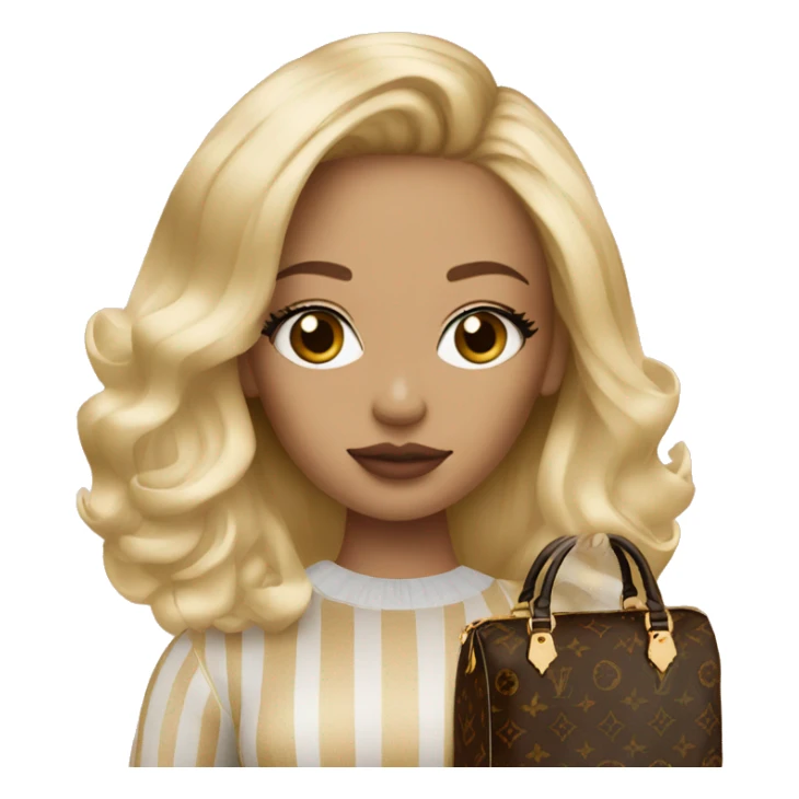Blonde girl with makeup and Louis vuitton bag sticker