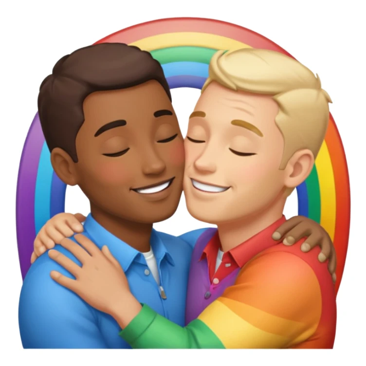 make 2 seductive men kissing and holding flying on a rainbow sticker