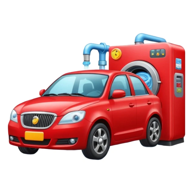 create me an image for a vertical in my super app, Car wash, entering the auto wash machine sticker