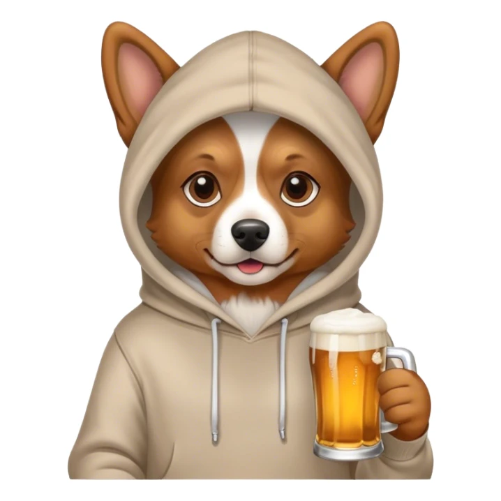 Dog wearing a hoodie with a beer in his hand  sticker