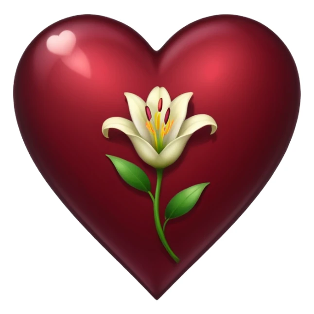 Can you make a dark wine red shiny heart with a little Lilly next to it sticker