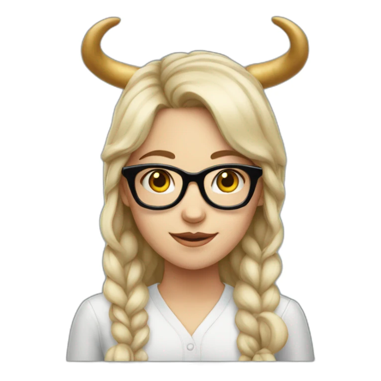 white young girl with glasses and horns sticker