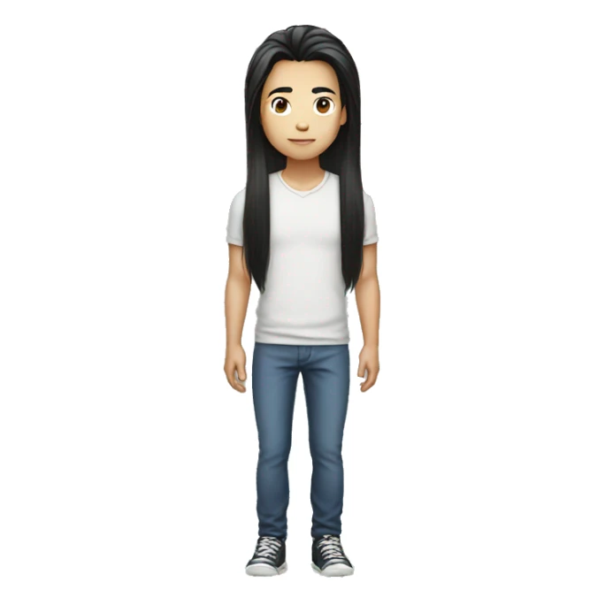 long hair asian boy  sticker