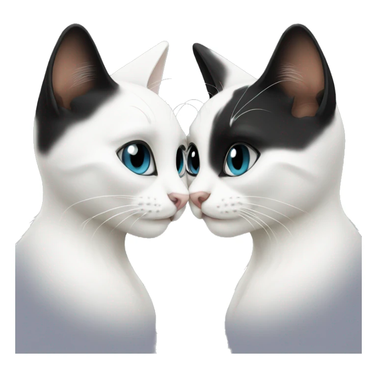 White and black cats are kissing  sticker