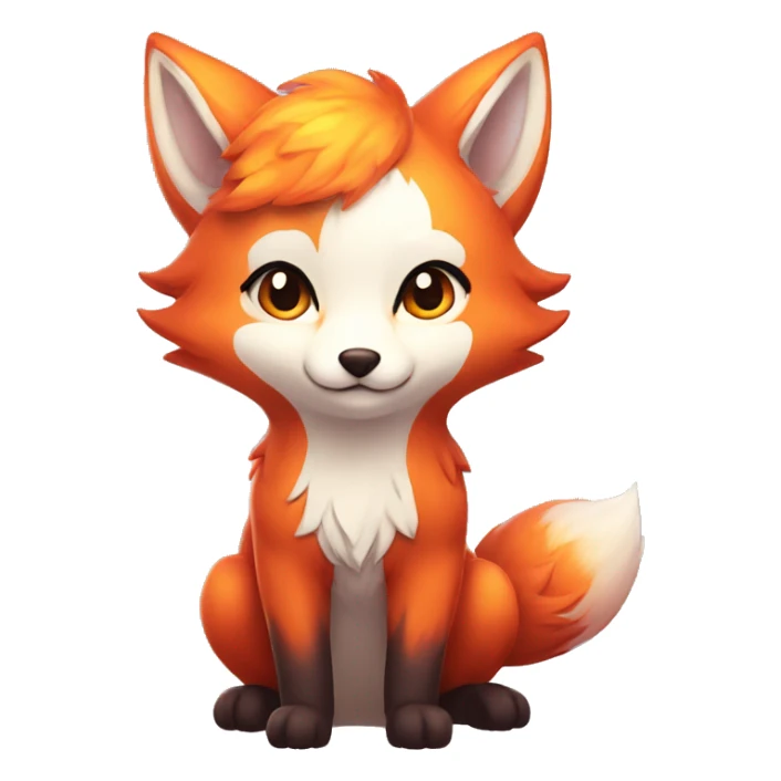 fantasy fire fox cute kawaii in love sticker