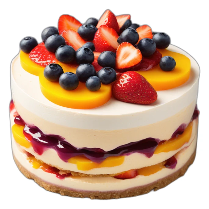 No bake cheesecake topped with 3 jams strawberry , blueberry and mango  sticker