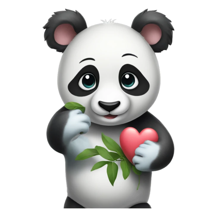 Panda holding koala hand with hearts sticker