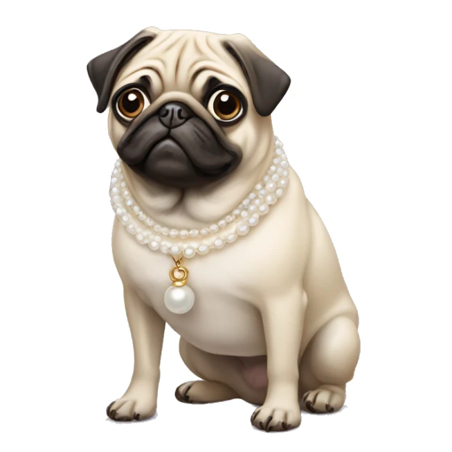 Pug wearing pearl necklace  sticker