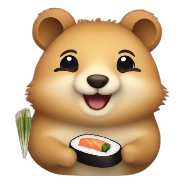 skinny happy quokka smile with sushi sticker