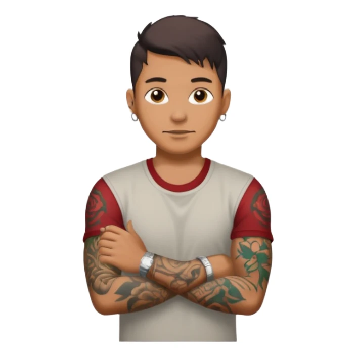 hombre con tatuaj en los brazos con ropa sin piercings sticker