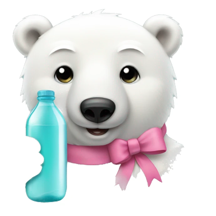 polar bear with pink bow and long eyelashes holding bottle  sticker