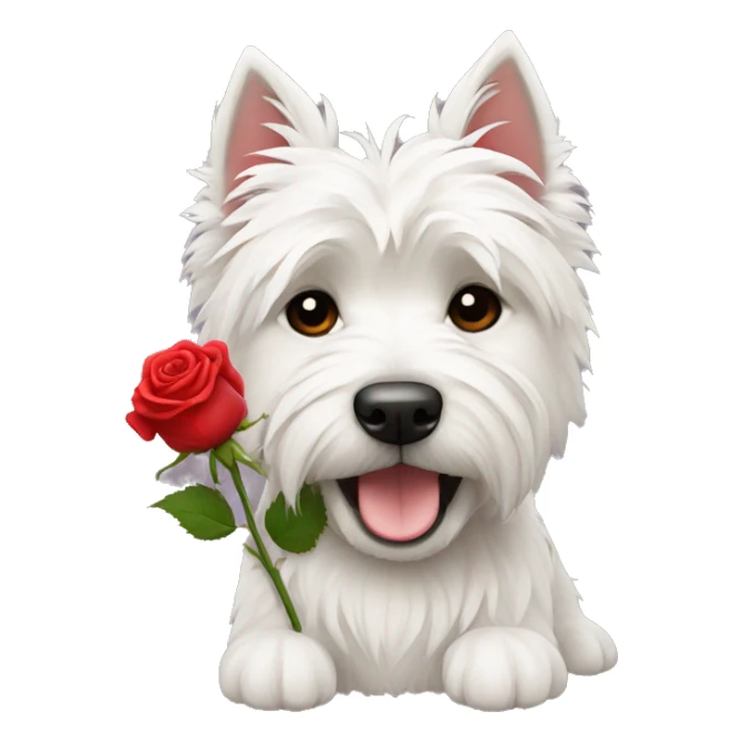West highland terrier with a red rose in its heaf sticker