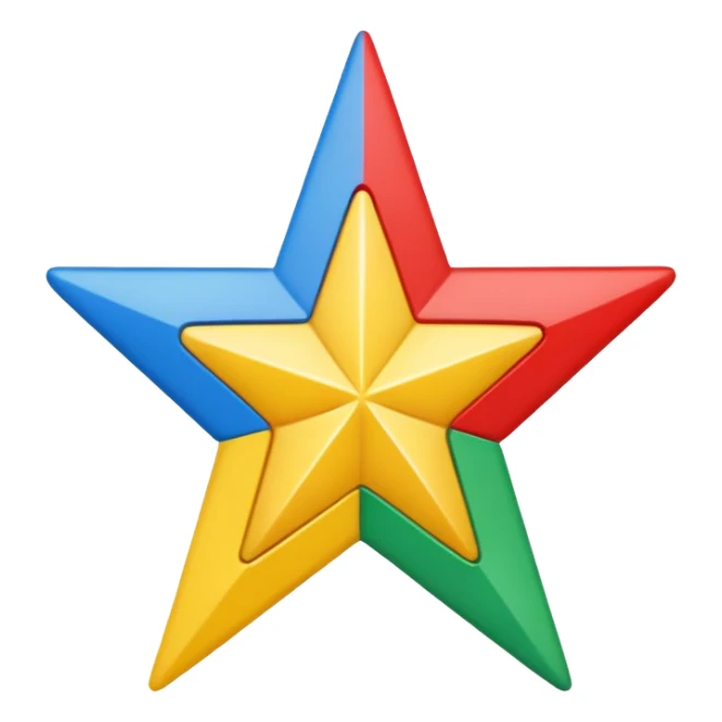 A star Divided into five sections with the colours green red yellow blue and white  sticker