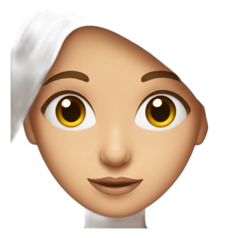 Girl with brown eyes and brown hair holding a gift sticker