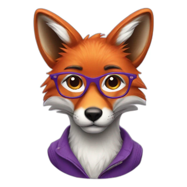 a fox with purple hairs and glasses sticker