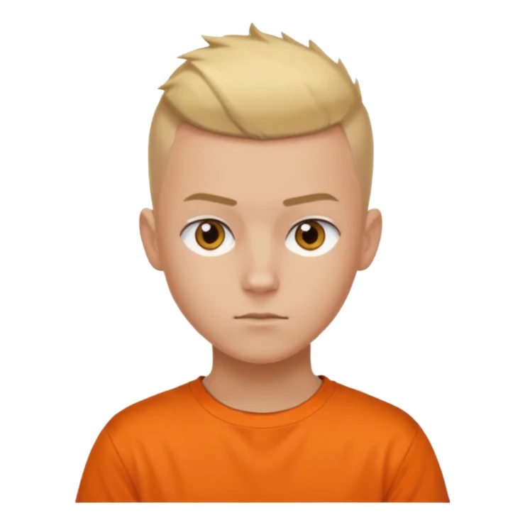 Blonde Buzzcut And Brown Mohawk. Amber Eye. Orange Tshirt. White Sleeve. Teenage Boy sticker