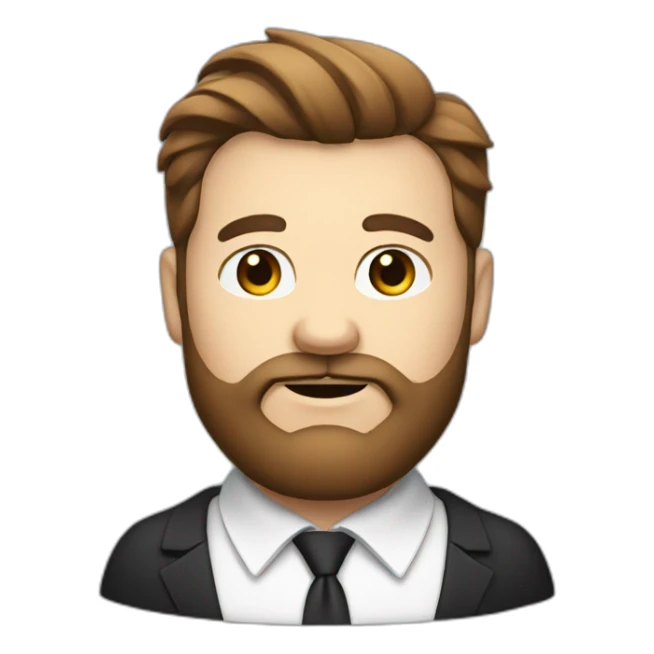 Beard fat man, white collar, brown hair sticker