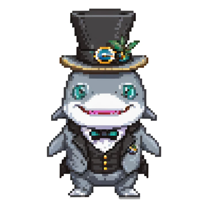 shark wearing a top hat and monocle sticker