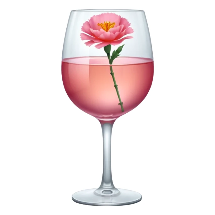 Pink wine with a single orange carnation floating on top  sticker
