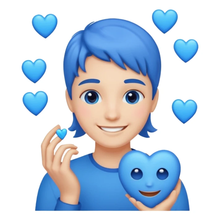 Head 🥰of love with blue hearts sticker