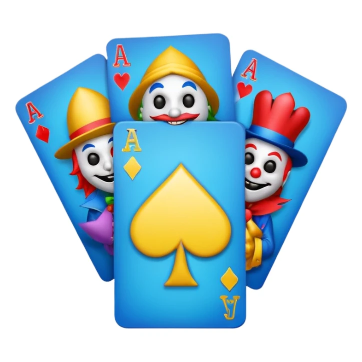 bunch of poker cards, with crazy colorful jolly jokers inside sticker