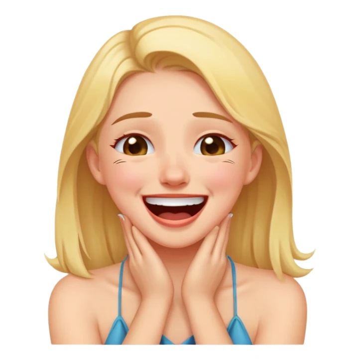 girl hands around her neck while laughing crying sticker