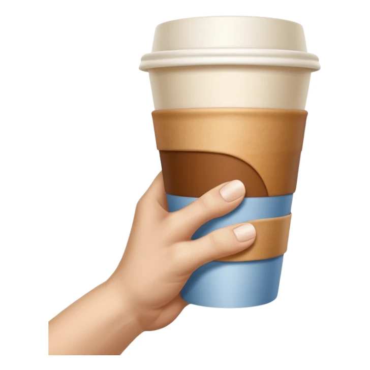 A emoji, ultra-clean and high-resolution, showing a single hand extended forward holding a paper cup, inspired by Michelangelo’s “Creation of Adam”. sticker