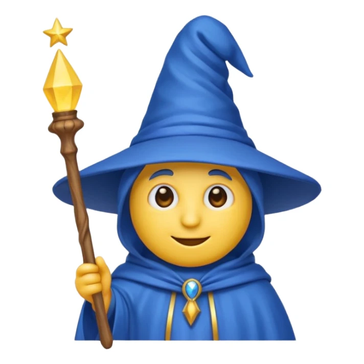 Einen Gelben Emoji mit zauber hut und zauberstab sticker