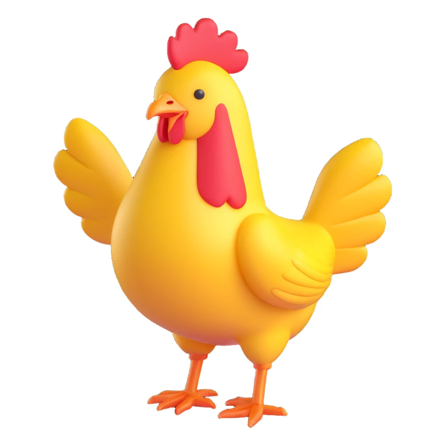 stylized 3d emoji chicken jockey exaggerated features glossy finish playful expression sticker