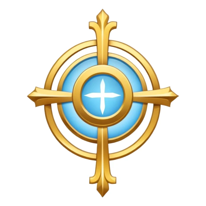saint emblem holy with a touch of light blue sticker