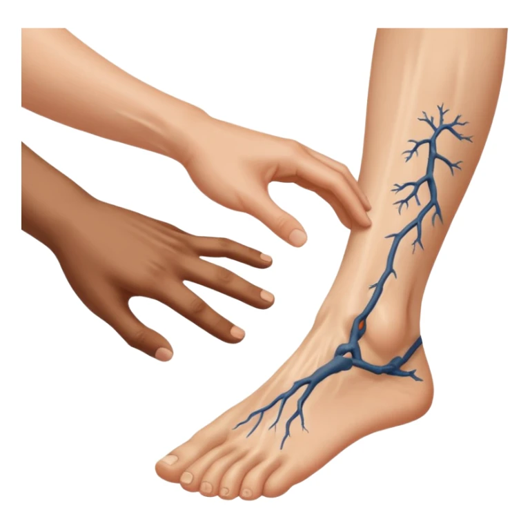 a person's hand is trying to touch another person's  foot sticker