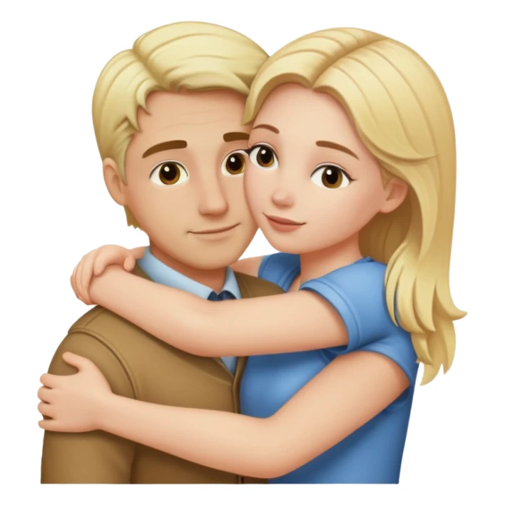 a blond haired white girl hugging other man sticker