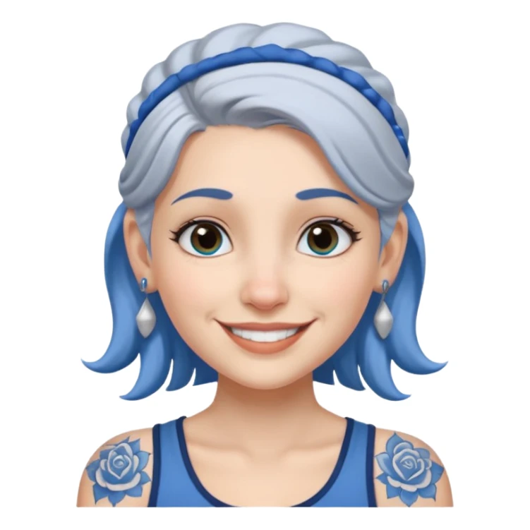 white-gray haired heavy blue tattooed head accessory big nose young girl sticker
