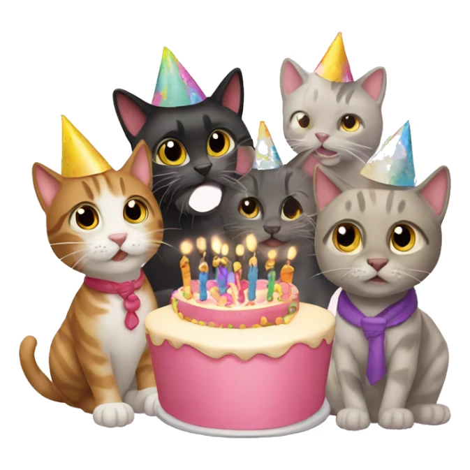 six cats birthday party sticker
