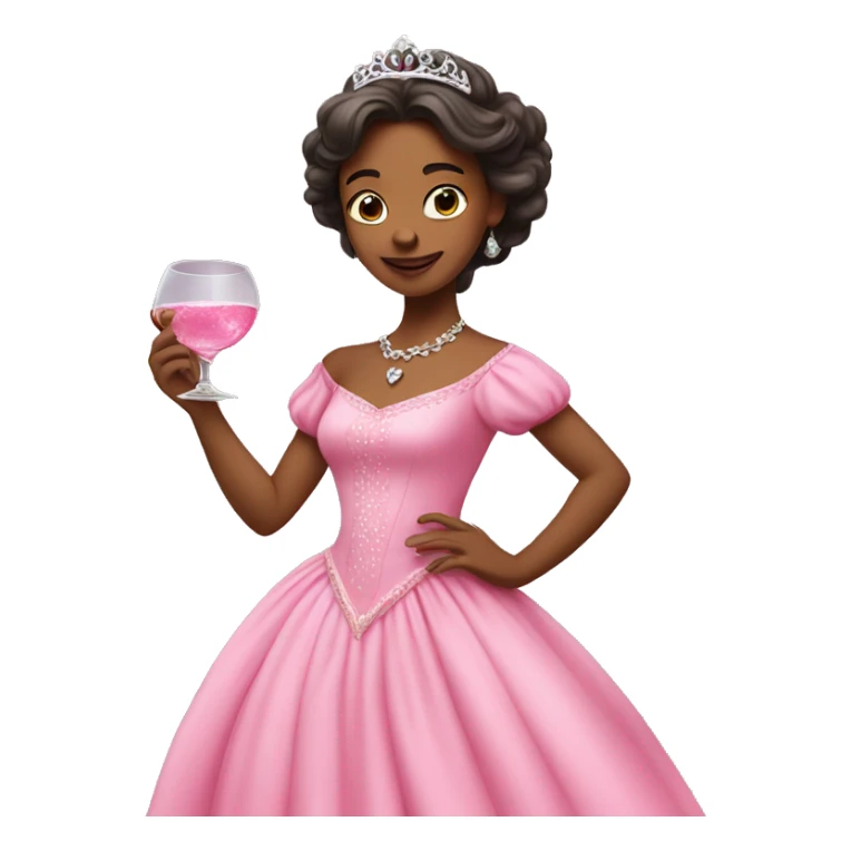 Princess with beautiful pink dres and gin glass in hand dancing  sticker