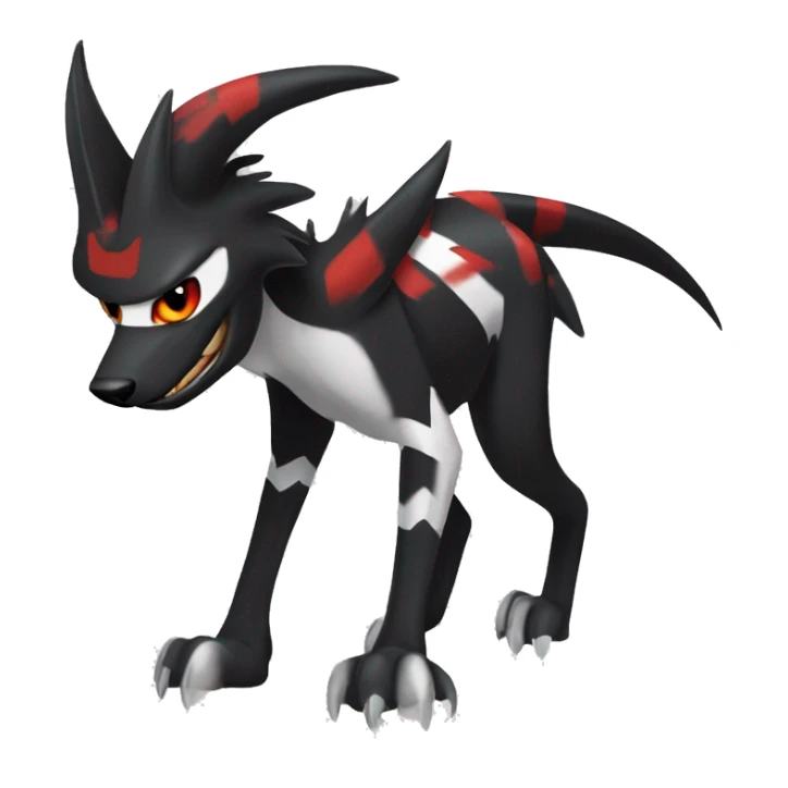 Black Cool Edgy Sergal-Houndoom-Fakémon  with White and Red Edgy markings sticker