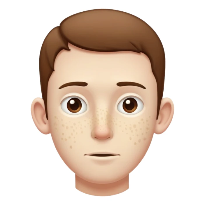 very tall, extremely pale white guy with pimples on his face, brown short hair, small ears sticker