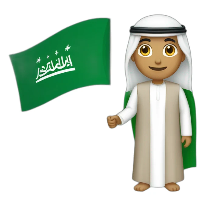 An Arab person waving the Saudi flag sticker