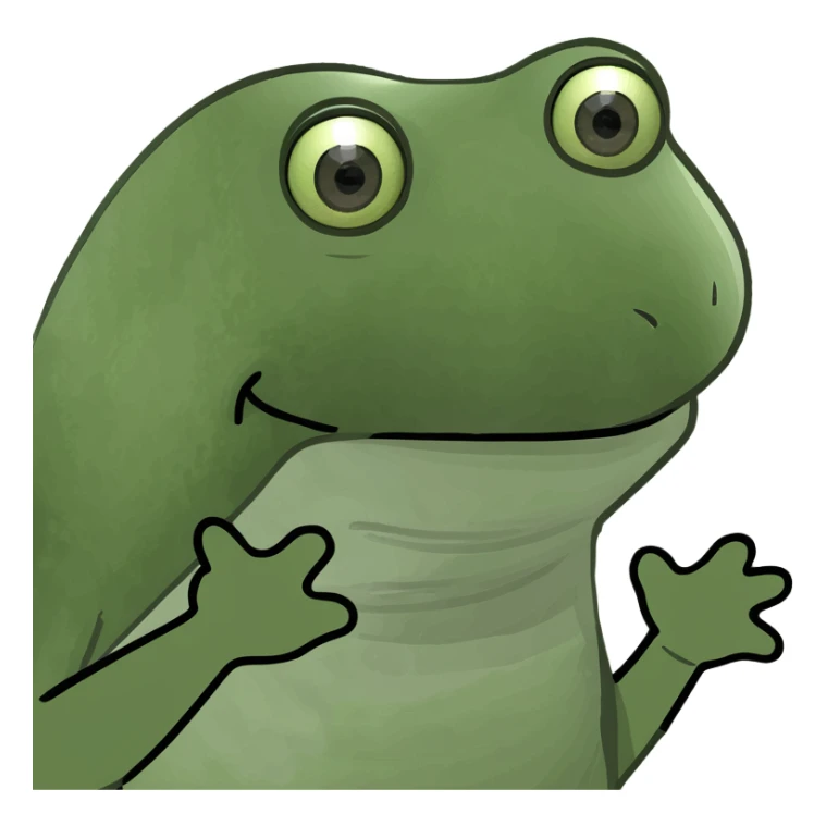 eyes wide open hands on both sides open younger sticking out  sticker