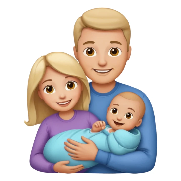 family parenting, mom and dad holding baby, smiling sticker