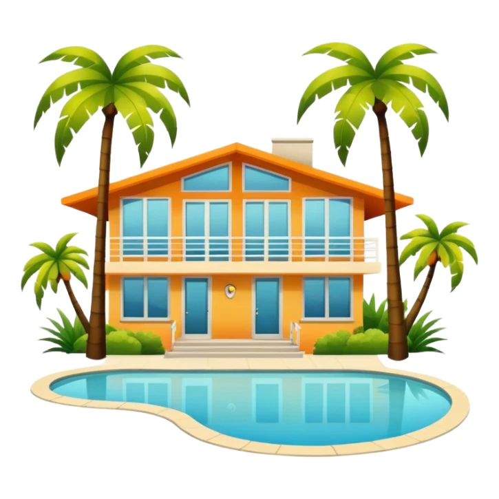 Mid century modern home with palm trees sticker
