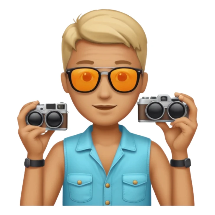 fotographer with summer clothes and sun glasses sticker